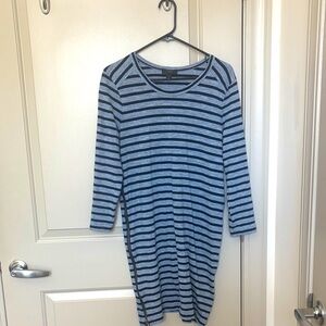 J. Crew Navy and Gray Striped dress with zipper detail